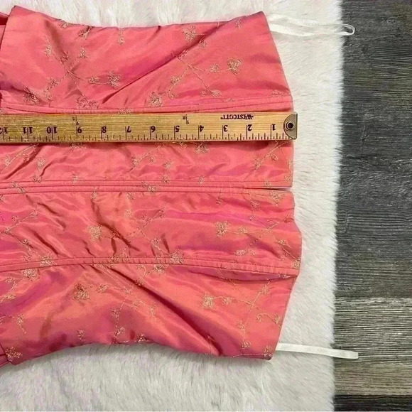 Jessica McClintock Gown Size 5 Embroidered Bodice Y2K Iridescent Pink Corset - Picture 8 of 8